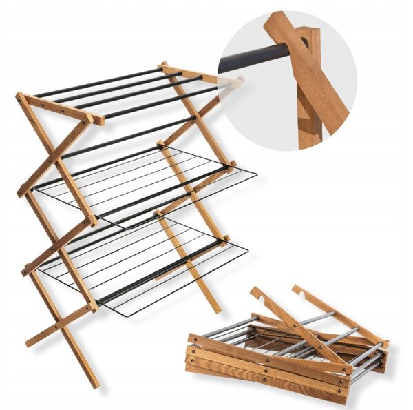Erga Aurora Plus, ruhaszárító állvány 69x49,5x97 cm, álló, barna-fekete, ERG-SEP-1265SUAURPLUD