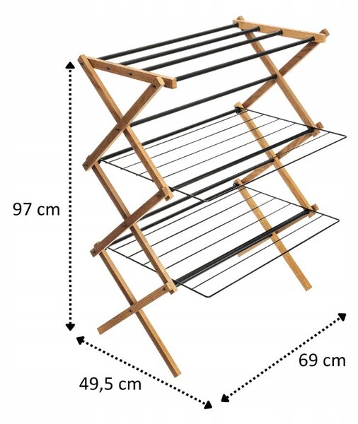Erga Aurora Plus, ruhaszárító állvány 69x49,5x97 cm, álló, barna-fekete, ERG-SEP-1265SUAURPLUD