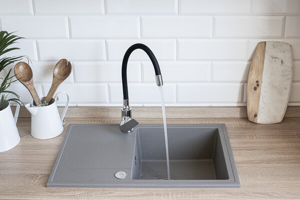Kuchinox Hunter, 1 rekeszes gránit mosogató 670x440x180mm, szürke, LAV-SBU_511T