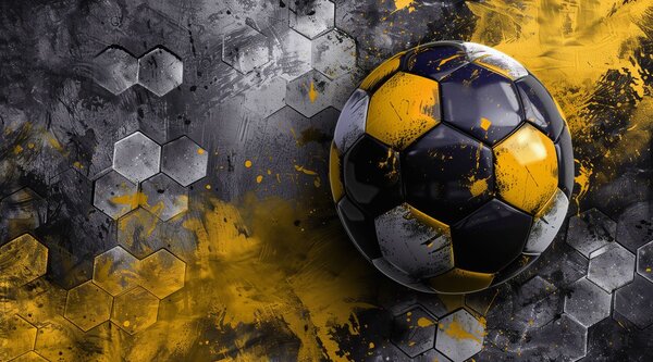 Fotótapéta Futball-labda a háttérben a mézes méhsejtek sárga festék, Fotótapéta tini szoba, Fotótapéta tini szoba futball, w08616 : Uwalls.hu