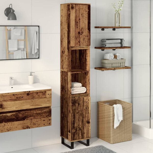 VidaXL antik fa színű szerelt fa fürdőszobaszekrény 30 x 30 x 190 cm