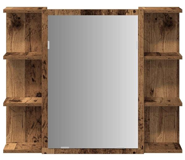 VidaXL Fürdőszoba tükörszekrény régi fa 80x20,5x64 cm Gépelt fa