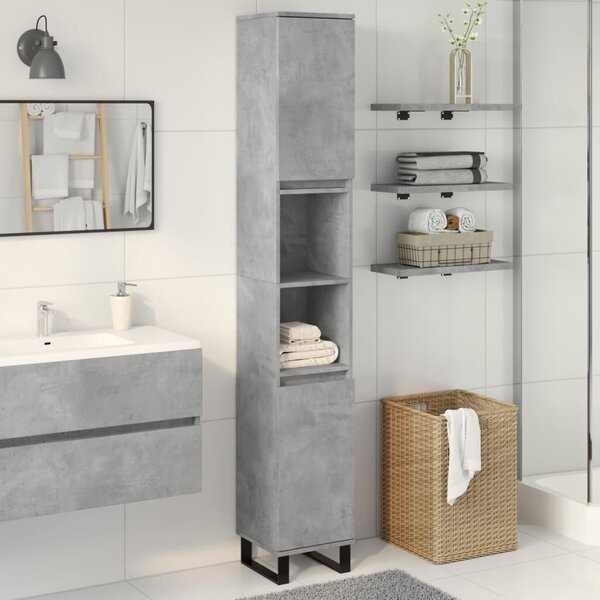 VidaXL betonszürke szerelt fa fürdőszobaszekrény 30 x 30 x 190 cm