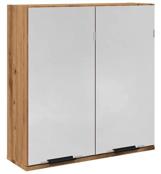 VidaXL kézműves tölgy szerelt tükrös fürdőszobaszekrény 64x20x66,5cm