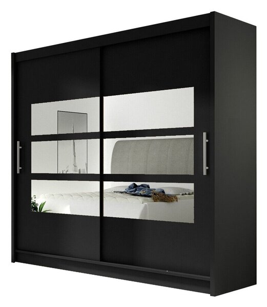 Gardróbszekrény Closico Pallor III, Laminált forgácslap, 215x180x58cm, Fekete