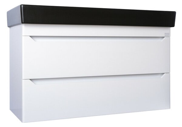 TMP SHARP 100D fali fürdőszobabútor - CeraStyle SHARP FEKETE DUPLA csaplyukas mosdóval - 100 x 48 cm