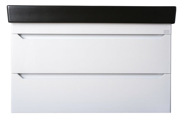 TMP SHARP 100D fali fürdőszobabútor - CeraStyle SHARP FEKETE DUPLA csaplyukas mosdóval - 100 x 48 cm