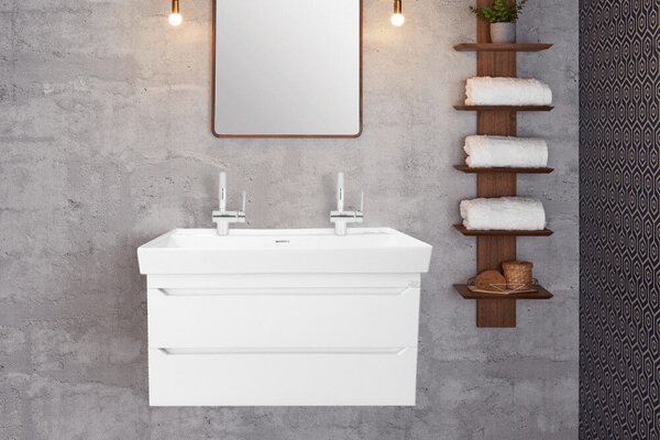 TMP SHARP fali fürdőszobabútor CeraStyle SHARP - 37600 - DUPLA csaplyukas mosdóval - 100 x 48 cm