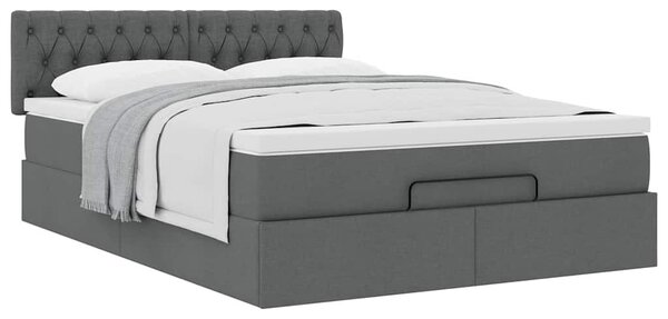 VidaXL Ottomán ágy matraccal sötét szürke 140x200 cm szövet
