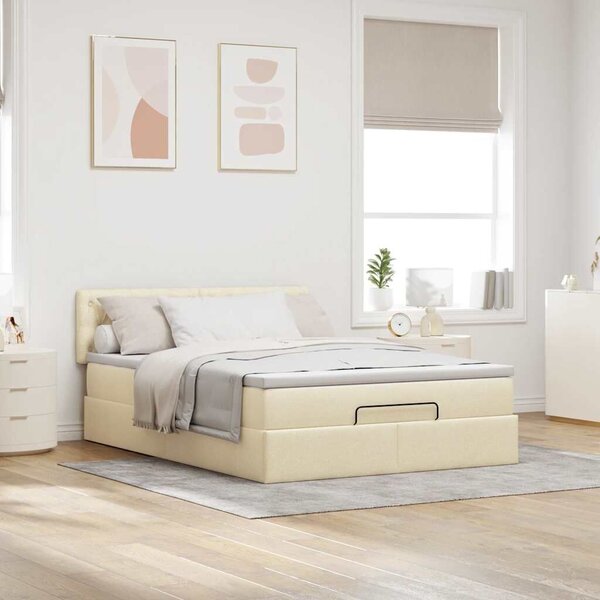 VidaXL Ottomán ágy matraccal krém 140x200 cm szövet