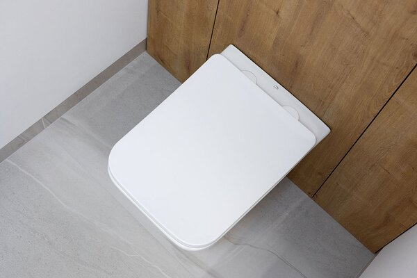 Laveo Kvadrato Cycleon 2.0, fali WC csésze duroplast WC ülőkével, Vortex öblítés, fényes fehér, LAV-VMK_610S