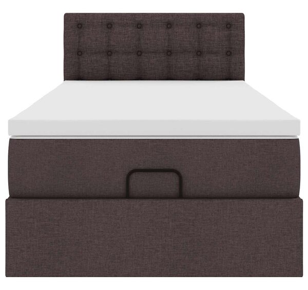 VidaXL Ottomán ágy matraccal sötétbarna 90x200 cm szövet