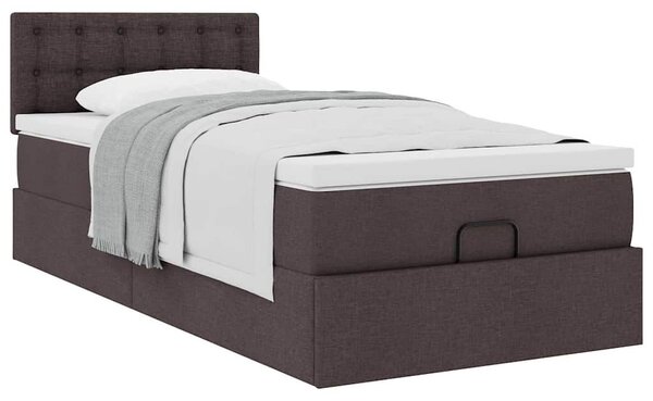 VidaXL Ottomán ágy matraccal sötétbarna 90x200 cm szövet