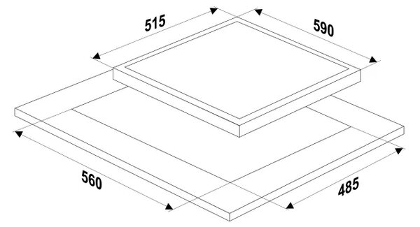 MPM MPM-60-GMG-08 Beépíthető gáz főzőlap, fekete