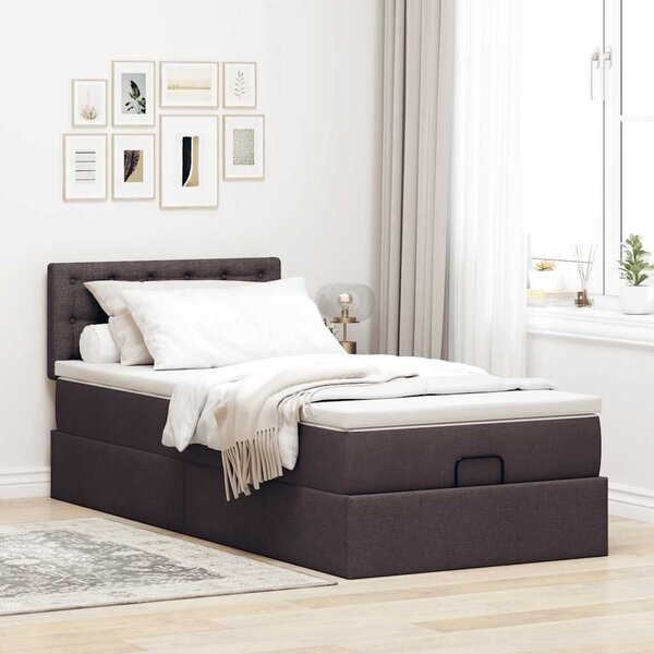 VidaXL Ottomán ágy matraccal sötétbarna 90x200 cm szövet