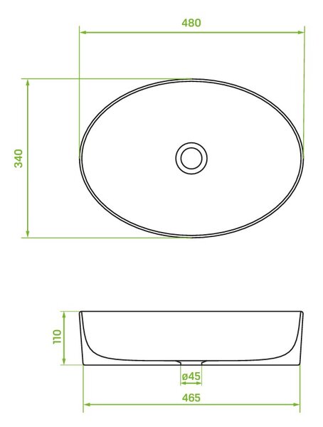 Laveo Desna, asztali mosdó 480x340x110 mm, fényes fehér, LAV-VUD_6248