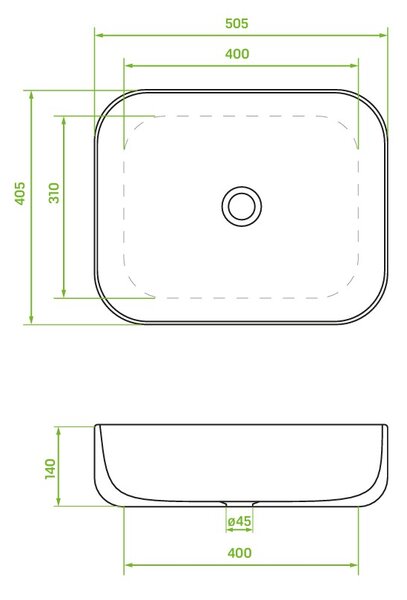 Laveo Mogami, asztali mosdó 505x405x140 mm, fényes fehér, LAV-VUM_6250