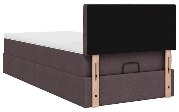 VidaXL Ottomán ágy matraccal sötétbarna 90x200 cm szövet