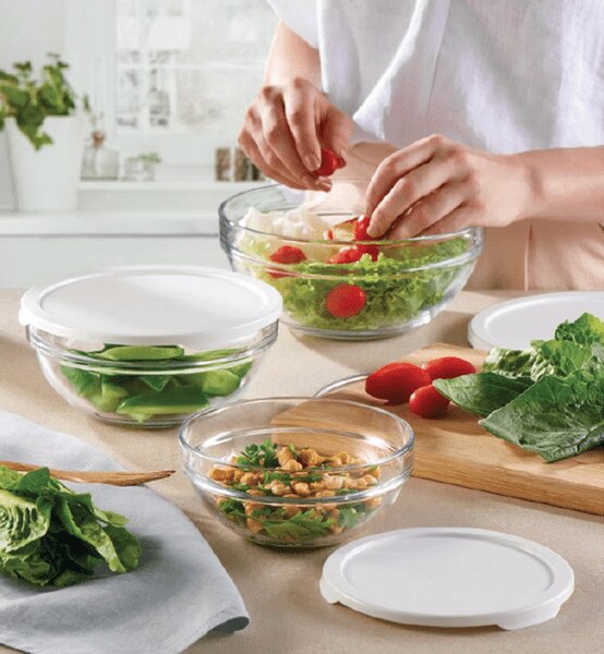 Pasabahce Chef's Üveg ételtároló szett műanyag tetővel (97314)