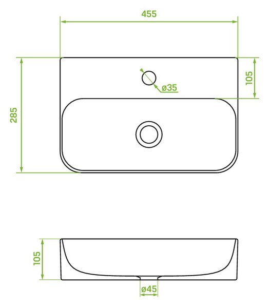 Laveo Laveo, kerámia mosdó 455x285x105 mm, fehér fényes, LAV-VUK_6145