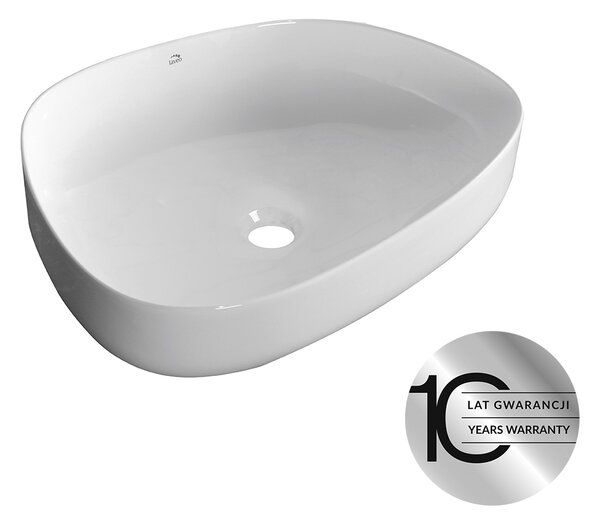 Laveo Laveo, aszimmetrikus asztali mosdó 480x360x130 mm, fényes fehér, LAV-VUA_6248