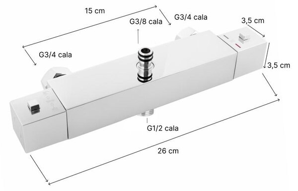 Erga Erga, falra szerelhető termosztatikus zuhanycsaptelep, króm, ERG-YKA-BW.GB-THERM-CHR