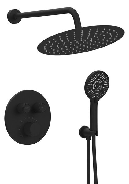 Sapho Sapho, SMART SELECT rejtett termosztatikus zuhanygarnitúra, 2 kimenet, kijárat, fekete matt, RP032B-01