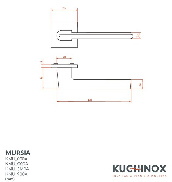 Kuchinox Mursia, kilincs, matt arany, LAV-KMU_G00A