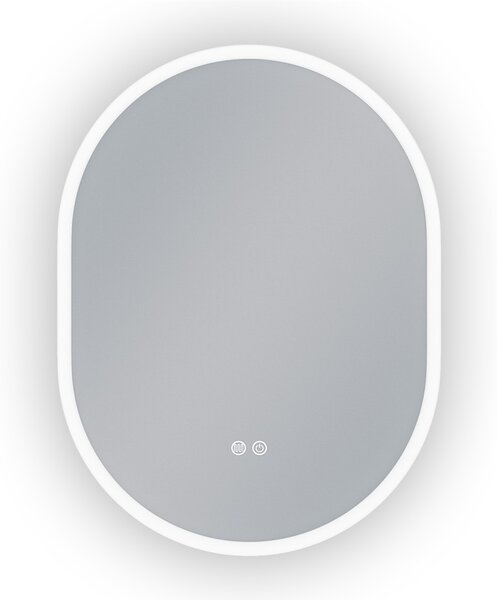 Erga Demi, ovális LED tükör 60x80cm, 3 fényszín, elülső világítás, páramentes fűtőpárna, ERG-V01-DEMI-6080-CL