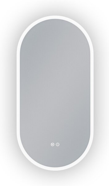 Erga Demi, ovális LED tükör 50x100cm, 3 fényszín, elülső világítás, páramentes fűtőpárna, ERG-V01-DEMI-5010-CL