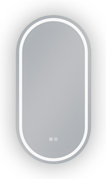 Erga Lyra, ovális LED tükör 50x100cm, 3 fényszín, első és hátsó világítás, páramentes fűtőpárna, ERG-V01-LYRA-5010-CL
