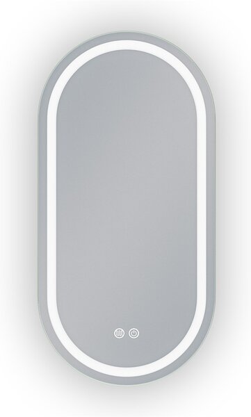Erga Lyra, ovális LED tükör 40x80cm, 3 fényszín, első és hátsó világítás, páramentes fűtőpárna, ERG-V01-LYRA-4080-CL