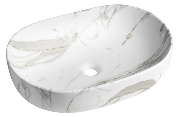 Sapho Sapho, CALEO kerámia mosdó pultra szerelhető 60x42cm, bianco carrara, CA590BC