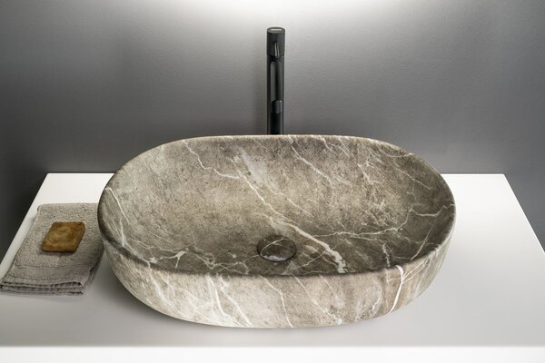 Sapho Sapho, CALEO kerámia pultra szerelhető mosdó 60x42cm, breccia márvány, CA590BM
