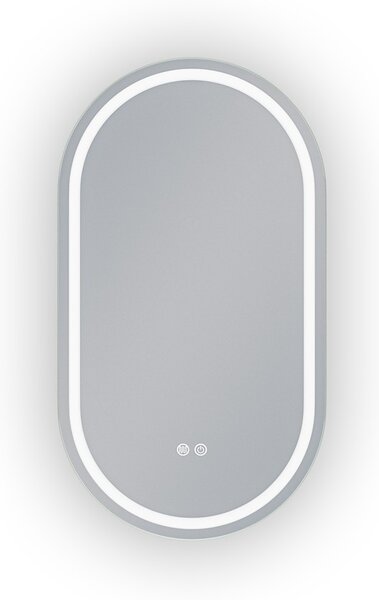 Erga Lyra, ovális LED tükör 50x90cm, 3 fényszín, első és hátsó világítás, páramentes fűtőpárna, ERG-V01-LYRA-5090-CL