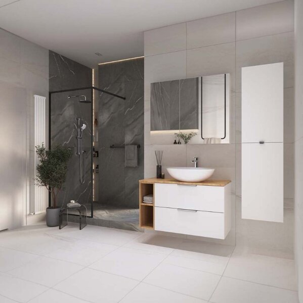 Cersanit Malika, magas felsőszekrény 400x300x1600 mm, fehér fényes felülettel, S598-050-DSM
