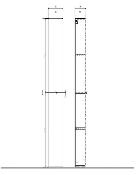 Cersanit Malika, magas felsőszekrény 400x300x1600 mm, tölgyfa, S598-049-DSM