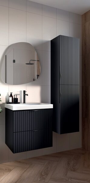 Cersanit Tirso, fali mosdószekrény 794x447x572 mm + kerámia mosdó, matt fekete, S801-587