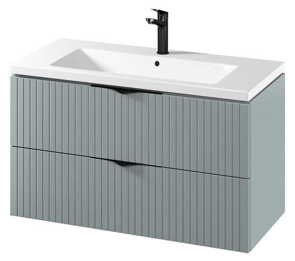 Cersanit Tirso, fali mosdószekrény 994x447x572 mm + kerámia mosdó, matt zöld, S801-546
