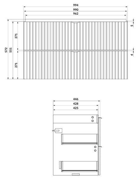 Cersanit Tirso, fali mosdószekrény 994x447x572 mm + kerámia mosdó, matt bézs, S801-548