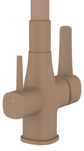 Invena Magic, álló mosogatócsaptelep flexibilis karral és ivóvízszűrővel, matt bézs, INV-BZ-02-F03-V