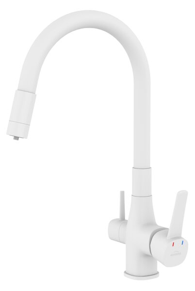 Invena Magic, álló mosogatócsaptelep flexibilis karral és ivóvízszűrővel, matt fehér, INV-BZ-02-F02-V Leták: https://cloud.invena.pl/s/nnXaZKg3crBrRk…