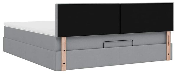 VidaXL Ottomán ágy matraccal világosszürke 160x200 cm szövet