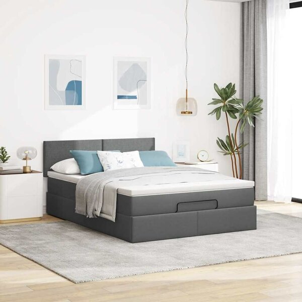 VidaXL Ottomán ágy matraccal sötét szürke 140x200 cm szövet
