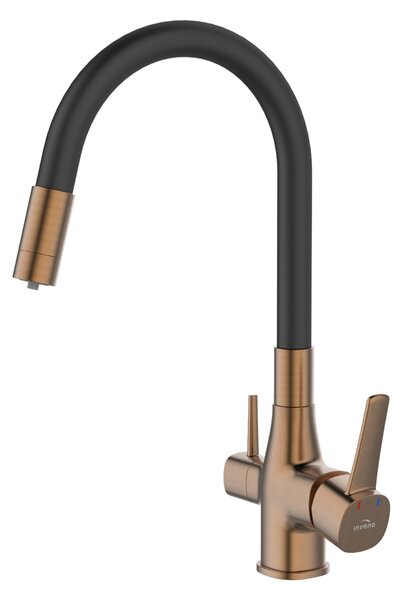 Invena Magic, álló mosogatócsaptelep flexibilis karral és ivóvízszűrővel, fekete-matt réz, INV-BZ-02-F15-V Leták: https://cloud.invena.pl/s/nnXaZKg3c…