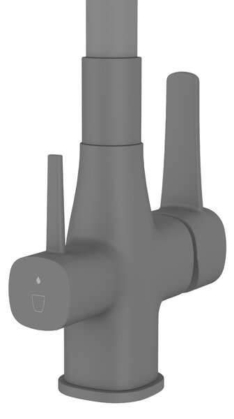Invena Magic, álló mosogatócsaptelep flexibilis karral és ivóvízszűrővel, matt szürke, INV-BZ-02-F05-V
