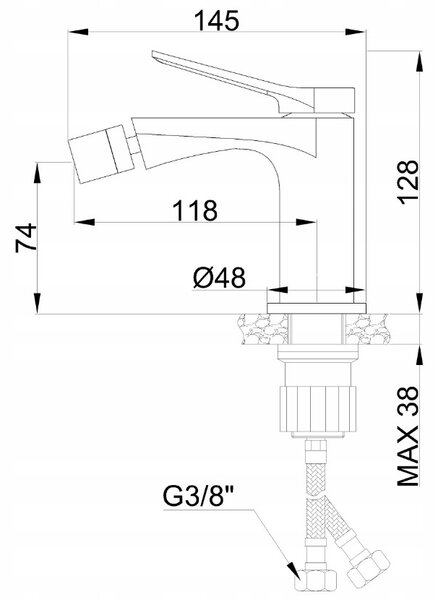 Invena Alonia, bidé csaptelep h-128, króm, INV-BB-70-001-V