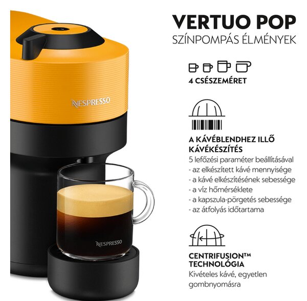 DeLonghi ENV90.Y Vertuo Pop Nespresso kapszulás kávéfőző, mangósárga