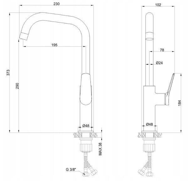 Invena Alonia, magas mosogatócsaptelep h-373, matt arany, INV-BZ-70-009-V