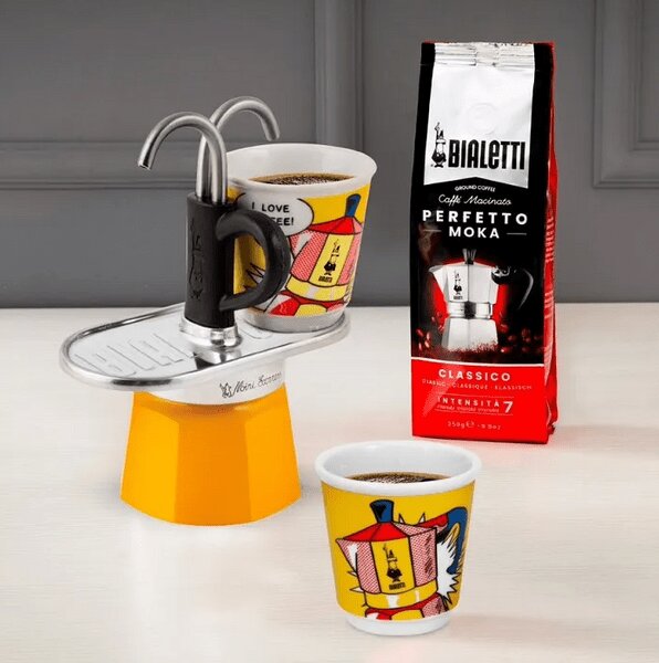 Bialetti Mini Express Lichtenstein kotyogós kávéfőző szett (1405/MR)